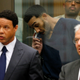 Former NFL football player Kellen Winslow Jr., center, stands behind lawyers Brian Watkins, left, and Harvey Steinberg during his arraignment Friday, June 15, 2018, in Vista, Calif.